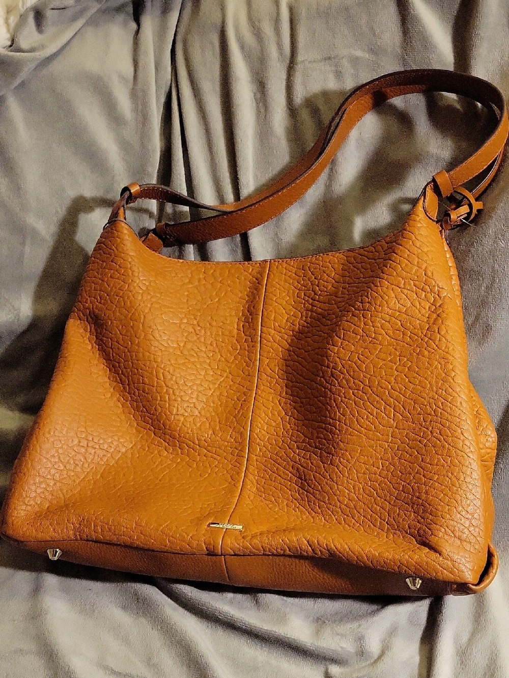 Vince Camuto Cognac Pebbled Leather Shoulder Bag